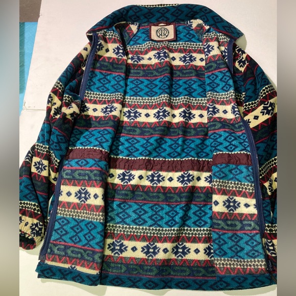 R&R Vintage 90’s Outerwear Fleece Jacket Size 14 Woman’s Aztec Drawstring - Picture 6 of 6